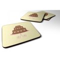 Carolines Treasures 3 Tier Heart Chocolate Cake on Yellow Foam Coasters - Set of 4 BB7288FC